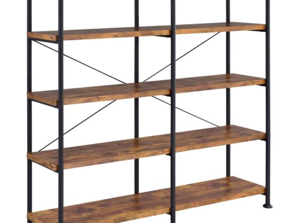 Analiese 63-inch 4-shelf Double Bookshelf Rustic Nutmeg