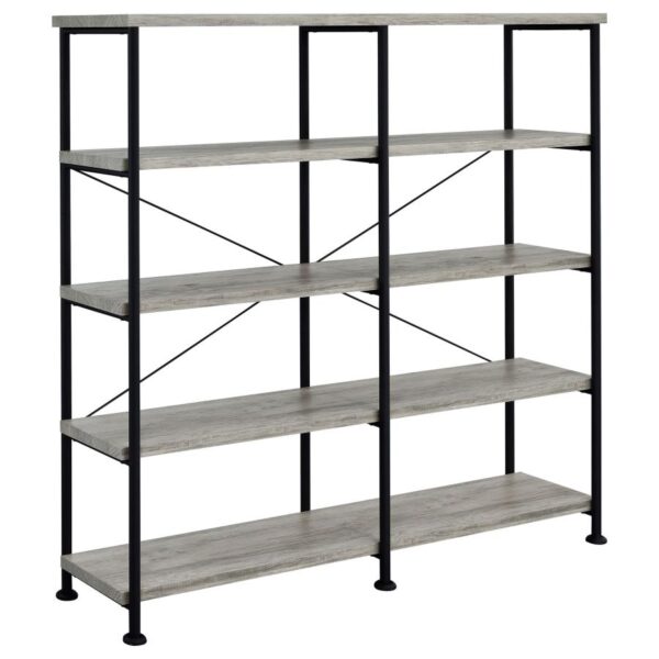 Analiese 63-inch 4-shelf Double Bookshelf Grey Driftwood