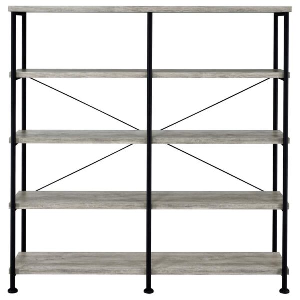 Analiese 63-inch 4-shelf Double Bookshelf Grey Driftwood