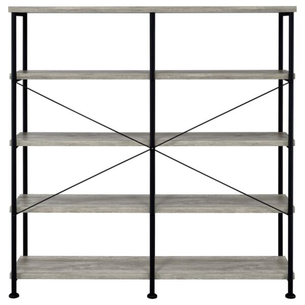Analiese 63-inch 4-shelf Double Bookshelf Grey Driftwood