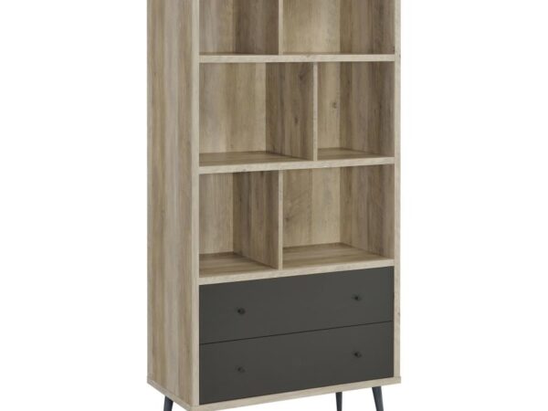 Maeve 70-inch 3-shelf Bookcase with Drawers Distressed Pine
