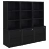 Westpark 3-piece Wall Unit Bookcase Set with USB Black