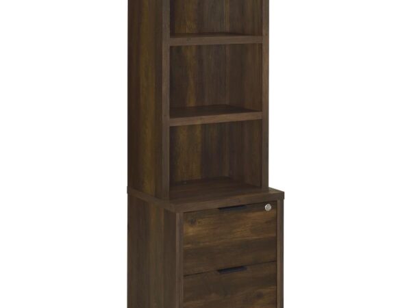 Westpark 3-shelf Bookcase USB and Lockable Drawer Dark Pine