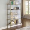 Serena 70-inch 5-shelf Glass Bookshelf Gold