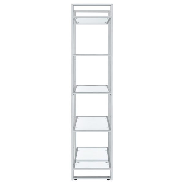 Hartford 79-inch 5-shelf Glass Bookshelf Chrome