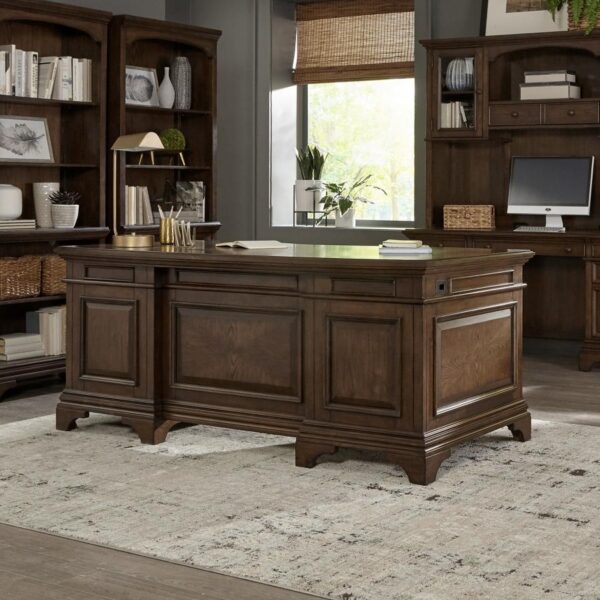 Hartshill 72-inch 7-drawer Executive Desk Burnished Oak