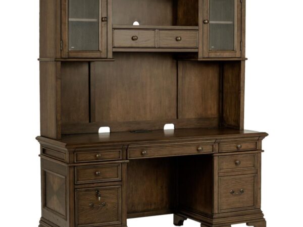 Hartshill 66-inch 5-drawer Credenza with Hutch Burnished Oak