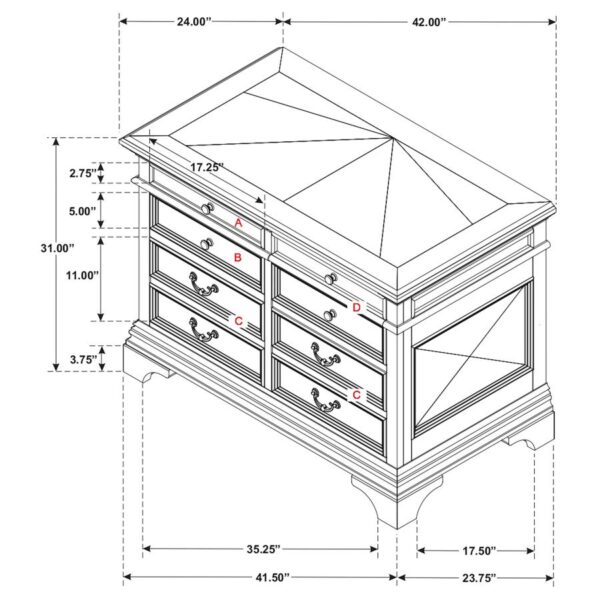 Hartshill 5-drawer Home Office File Cabinet Burnished Oak