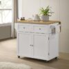 Jalen 3-door Mobile Kitchen Cart Natural Brown and White