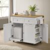 Jalen 3-door Mobile Kitchen Cart Natural Brown and White