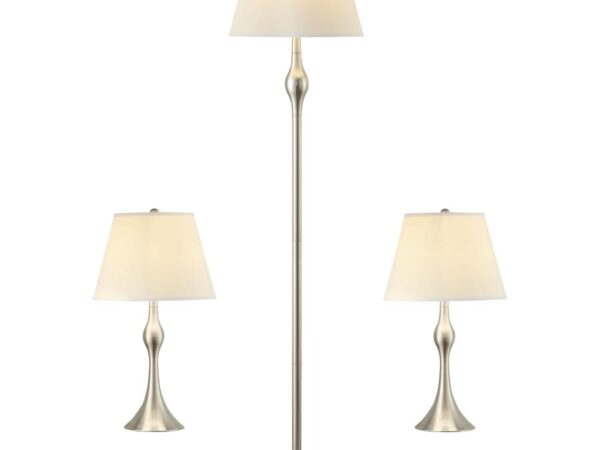 Griffin 3-piece Floor and Table Lamp Set Brushed Nickel