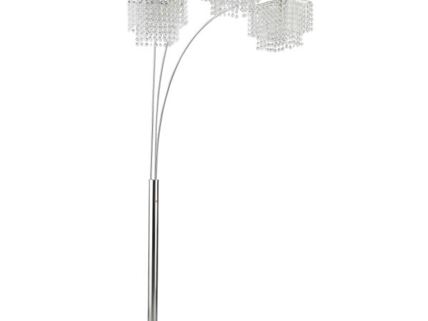 Miriam 90-inch Hanging Crystal Arc Floor Lamp Chrome