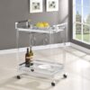 Jefferson 2-tier Glass Shelf Acrylic Bar Cart Chrome