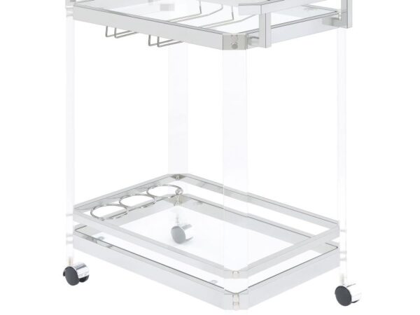 Jefferson 2-tier Glass Shelf Acrylic Bar Cart Chrome