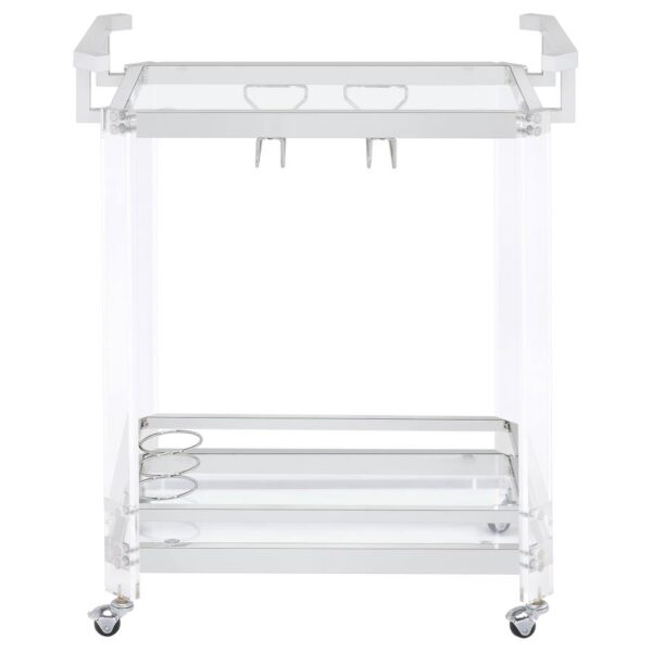 Jefferson 2-tier Glass Shelf Acrylic Bar Cart Chrome