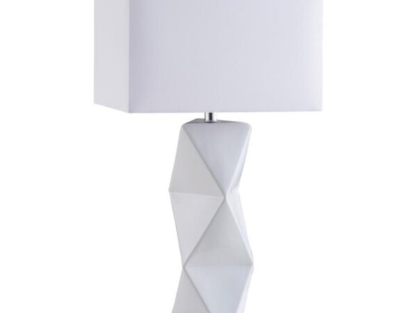 Camie 32-inch Rectangular Shade Geometric Table Lamp White