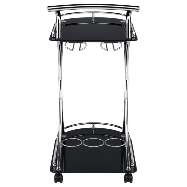 Elfman 2-tier Glass Shelf Metal Bar Cart Black and Chrome
