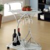 Elfman 2-tier Glass Shelf Metal Bar Cart White and Chrome