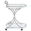 Elfman 2-tier Glass Shelf Metal Bar Cart White and Chrome