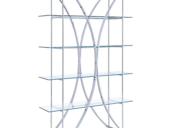 Larson 73-inch 4-shelf Glass Bookshelf Chrome