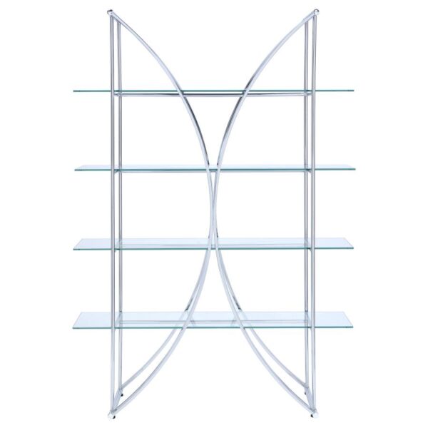 Larson 73-inch 4-shelf Glass Bookshelf Chrome
