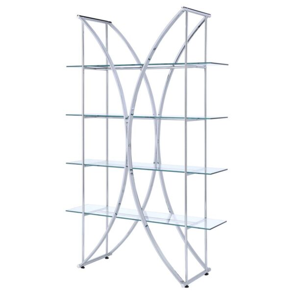 Larson 73-inch 4-shelf Glass Bookshelf Chrome