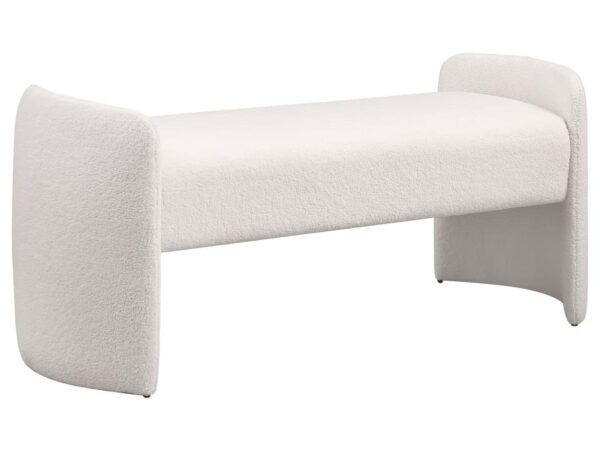 Peoria Velvet Upholstered Accent Bench Ivory