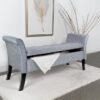Farrah Velvet Upholstered Rolled Arm Storage Bench Silver