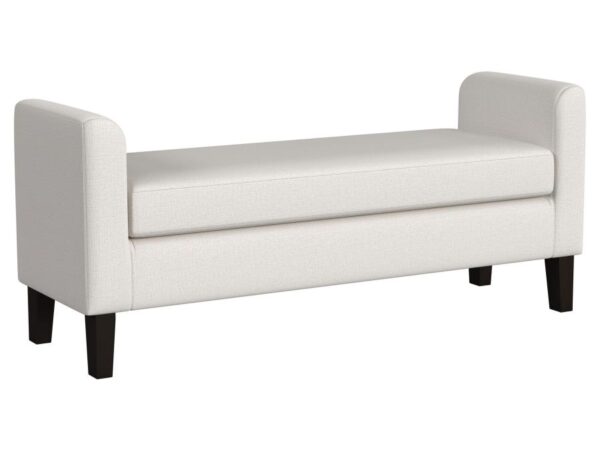 Rex Fabric Upholstered Accent Bench with Armrests Vanilla