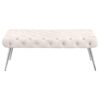 Ella Upholstered Tufted Bench Stainless Steel Legs Ivory
