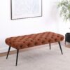 Ella Upholstered Tufted Bench Metal Legs Rust