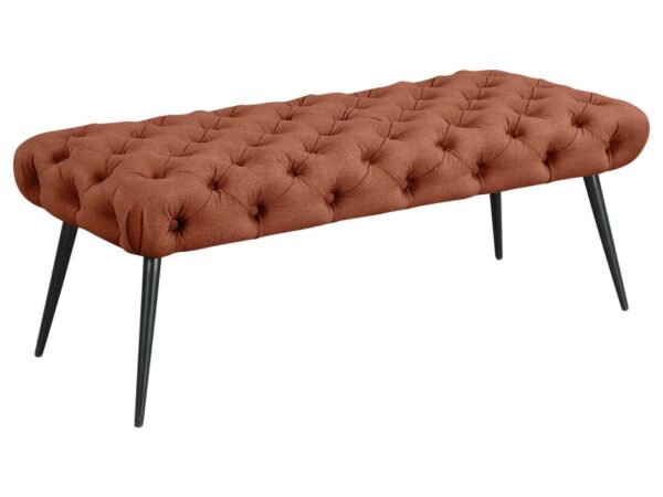 Ella Upholstered Tufted Bench Metal Legs Rust