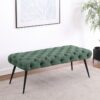Ella Upholstered Tufted Bench Metal Legs Teal