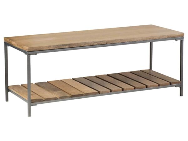 Gerbera Wood Accent Bench with Shelf Natural and Gunmetal