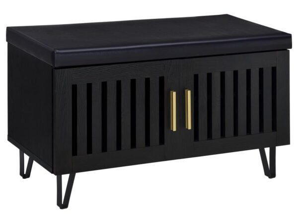 Brixton 2-door Padded Entryway Shoe Storage Bench Black