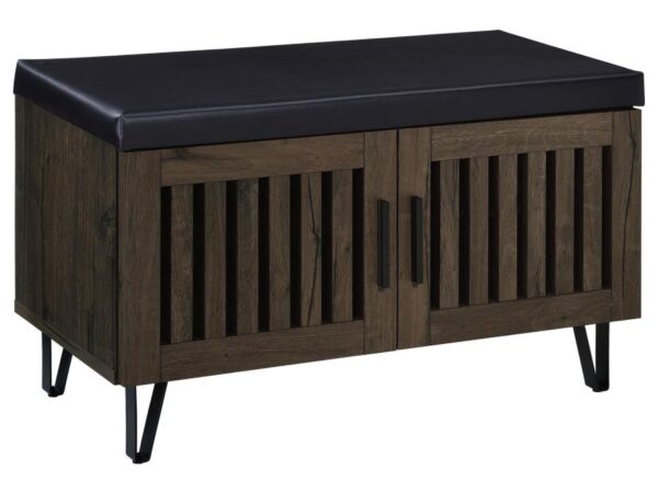 Brixton 2-door Padded Entryway Shoe Storage Bench Smoked Oak
