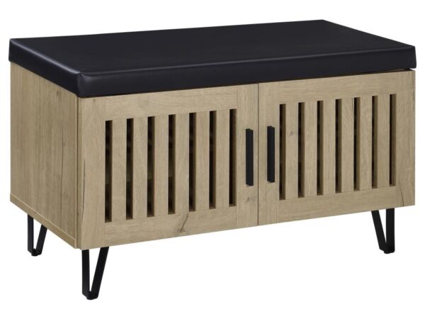 Brixton 2-door Padded Entryway Shoe Storage Bench White Oak