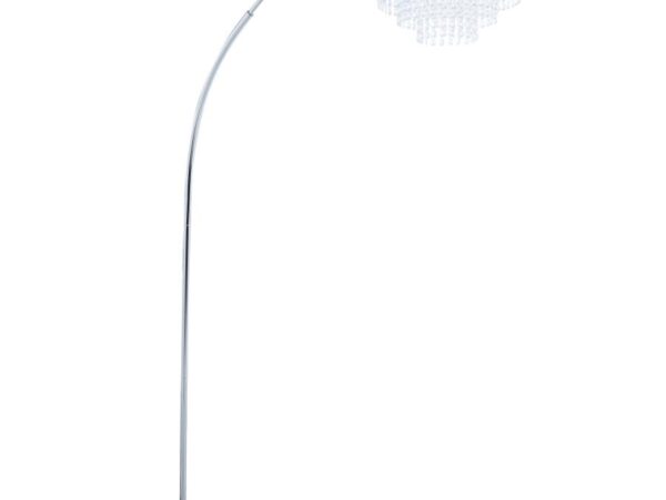 Shirley 86-inch Hanging Crystal Arc Metal Floor Lamp Chrome