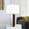 Elena 30-inch Square Tapered Mirrored Table Lamp Brown