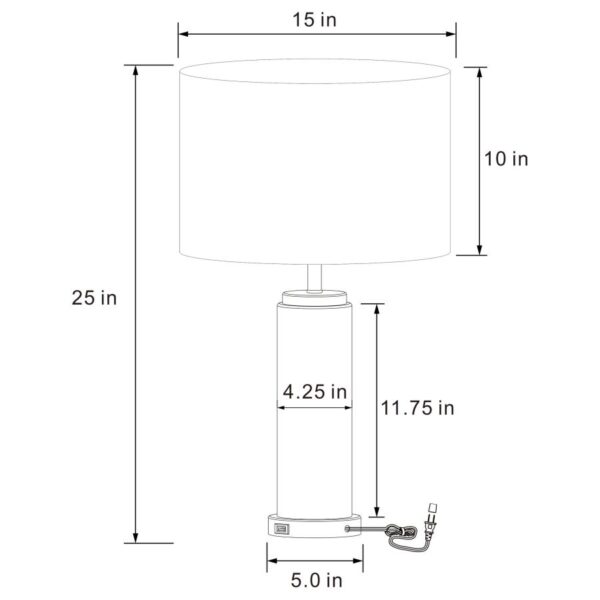 Lucius 25-inch Drum Shade Marble Body Table Lamp White