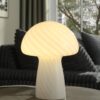 Kanaby Mushroom Shaped Glass Bedside Table Lamp White