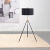 Zabka 63-inch Drum Shade Metal Tripod Floor Lamp Black