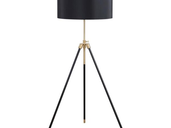 Zabka 63-inch Drum Shade Metal Tripod Floor Lamp Black