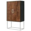 Borman 2-door Home Bar Cabinet Wine Storage Walnut and Black