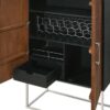 Borman 2-door Home Bar Cabinet Wine Storage Walnut and Black