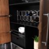 Borman 2-door Home Bar Cabinet Wine Storage Walnut and Black