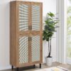 Teller 80-inch 4-door Tall Shoe Storage Cabinet Natural Oak