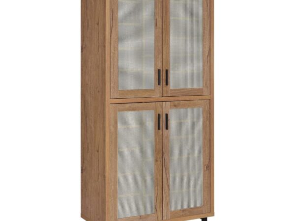 Teller 80-inch 4-door Tall Shoe Storage Cabinet Natural Oak