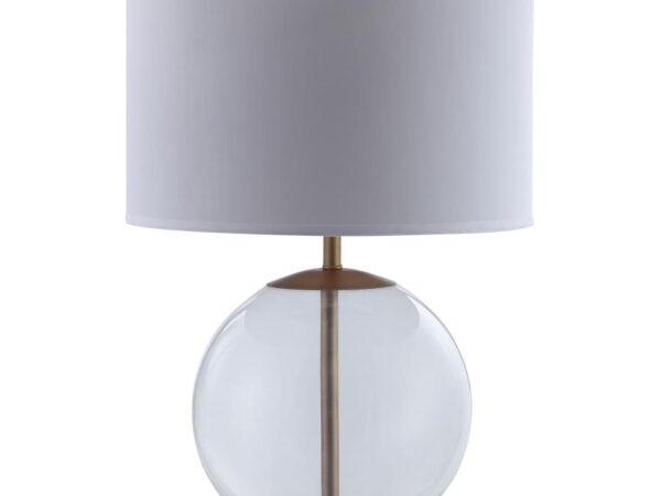 Kenny 27-inch Drum Shade Clear Glass Table Lamp Brass
