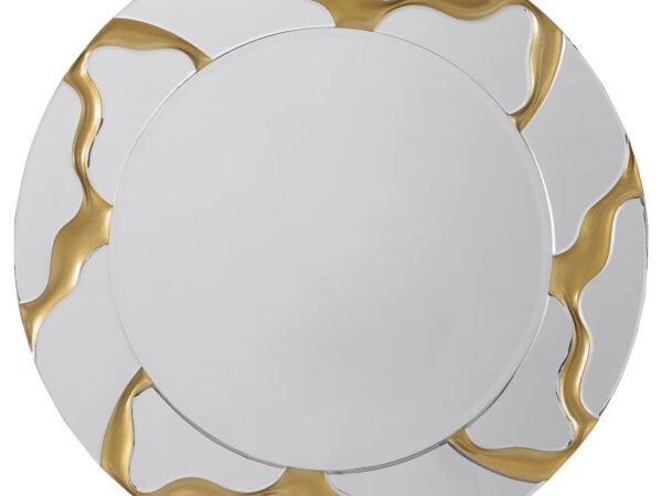 Dorinda 36 x 36 Inch Round Kintsugi Style Wall Mirror Gold
